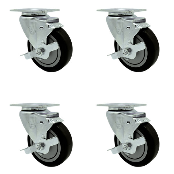 Service Caster Polyurethane Top Plate Caster with Brake Wayfair